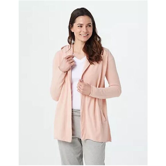 Barefoot Dreams Sweaters - Barefoot Dreams Women 3X CozyChic UltraLite Long Rose Hooded Cardigan Pockets NW